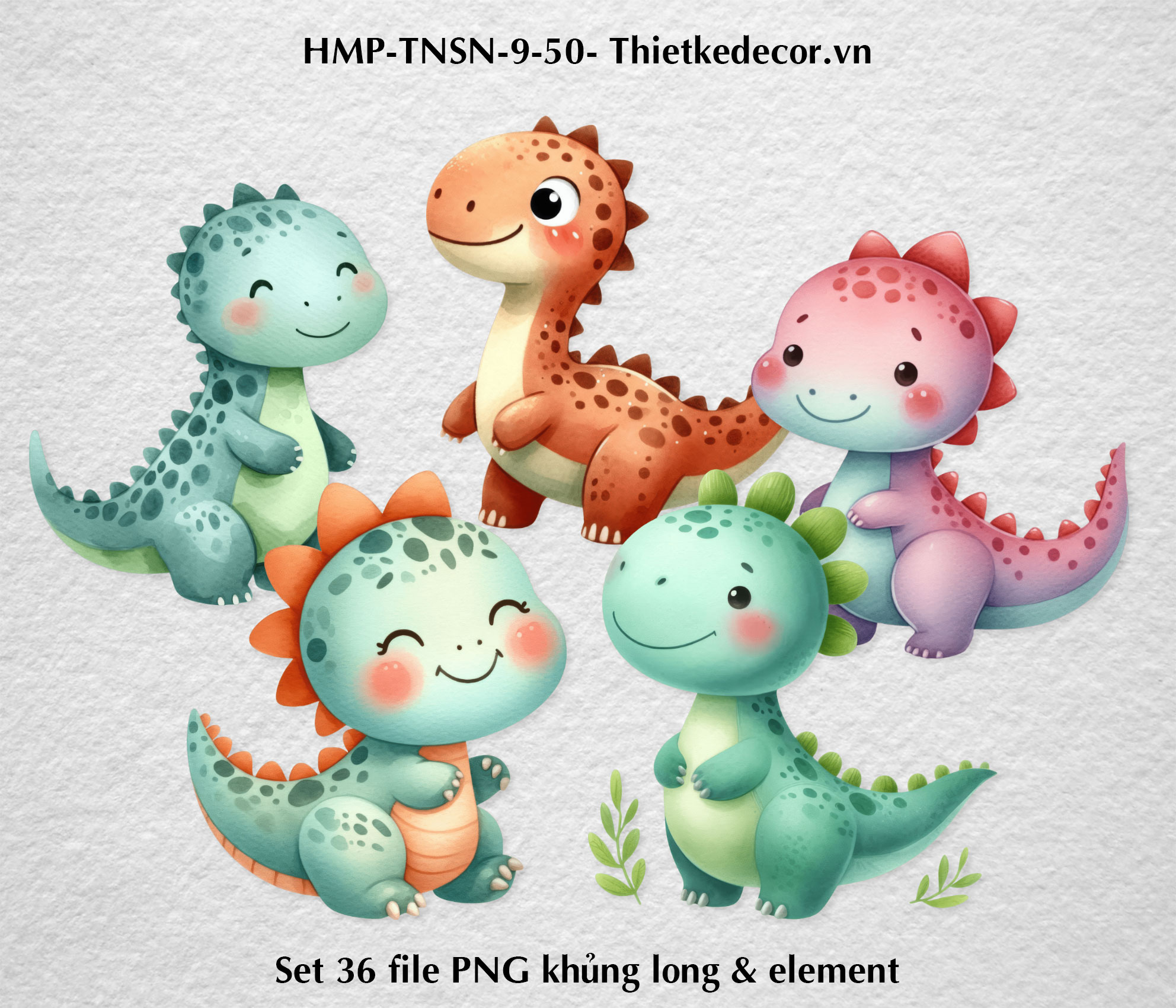 Set 36 chibi khủng long & elemrnt